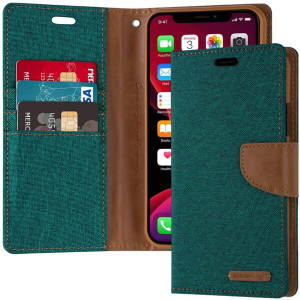 Goospery Canvas Diary Wallet Case for LG G8 ThinQ - Green